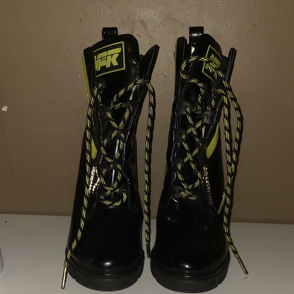 Black and Yellow Heeled Boots